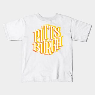 Pittsburgh PA Yellow Lettering Design Kids T-Shirt